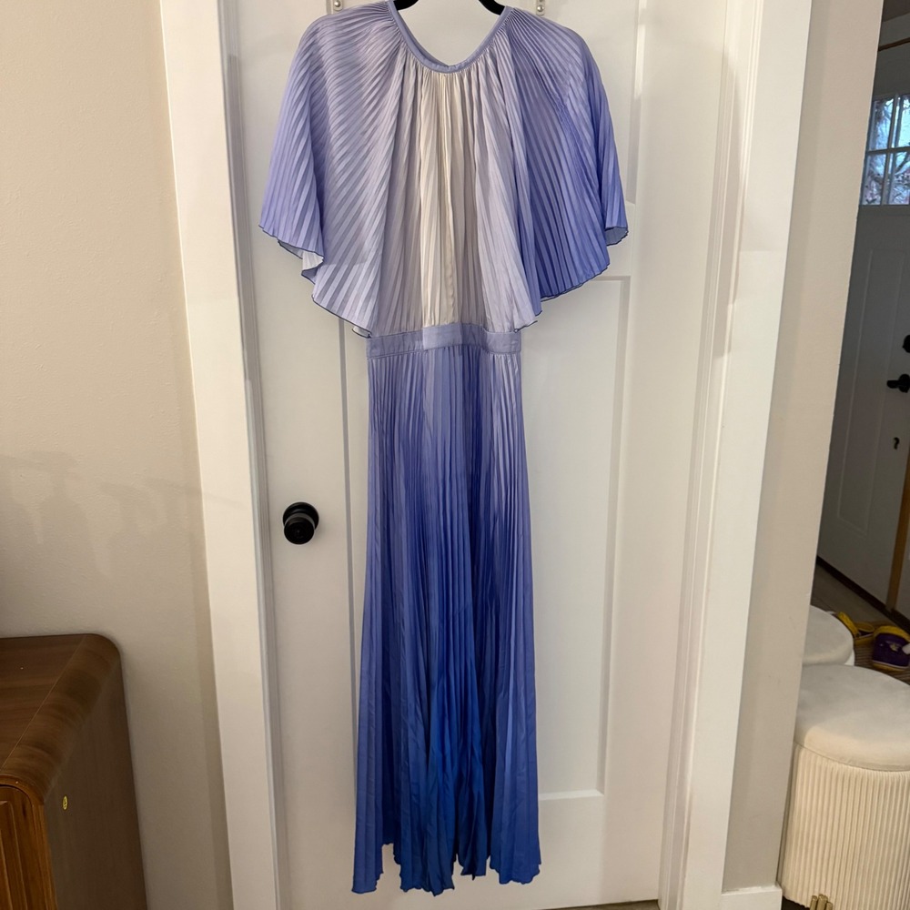 L'IDEE Woman Orchestra Pleated Gown Purple Ombre Maxi Formal Dress Size US 10 XL